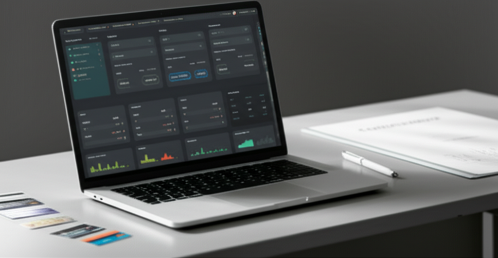 Funding calculator and financial charts on a laptop